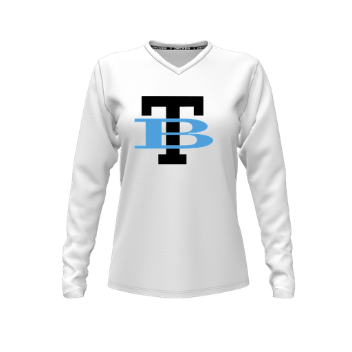 [FTLVCFWH-FYXS-LOGO1] Decker Comfort T-Shirt (Female Youth XS, White, V Neck, Logo 1, Long Sleeve)