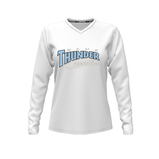 [FTLVCFWH-FYXS-LOGO2] Decker Comfort T-Shirt (Female Youth XS, White, V Neck, Logo 2, Long Sleeve)