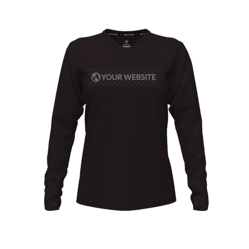 [FTLVPTBK-FYXS-LOGO3] Decker Performance T-Shirt (Female Youth XS, Black, V Neck, Logo 3, Long Sleeve)