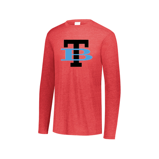 [FTLCUBRD-AXS-LOGO1] Decker Men's Tri-Blend T-Shirt - Long Sleeve (Adult XS, Red, Logo 1)