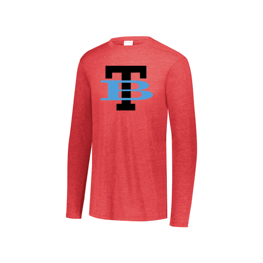 [FTLCUBRD-YS-LOGO1] Decker Youth Tri-Blend T-Shirt - Long Sleeve (Youth S, Red, Logo 1)